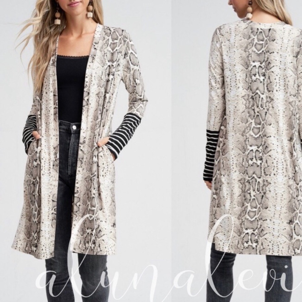 Snakeskin & Stripes Maxi Cardigan Duster - Picture 2 of 2